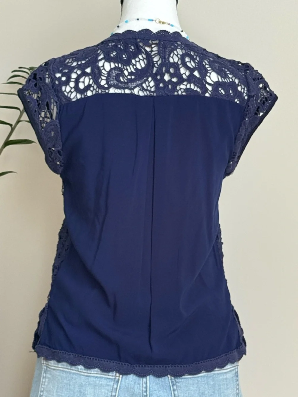 🔹 Ella Moss Anthropologie Lace Crochet Short Sleeve Top - size XS - Picture 4 of 8